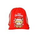 thumbnail image 2 of Decoraciones navideñas, adornos navideños, regalos navideños. Bolsa de regalo navideña de terciopelo rojo con cordón, bolsa estampada para dulces y galletas, bolsas de tela para regalos., 2 of 7
