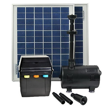 ASC 20W Solar Pond Pool Pump Kit w/ Battery Timer Control LED Light Winter