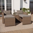 thumbnail image 3 of Merrick Lane Gray/Natural Woven Rattan Modular Sofa Set for Indoor/Outdoor Use with Loveseat, Two Ottomans, and Tempered Glass Table, 3 of 11