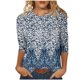 thumbnail image 2 of ICHUANYI Clearance Fashion Woman Round Neck 3/4Sleeve T-Shirt Printing Blouse Tops Sweatshirt(Sky Blue, L) ICHUANYI WER2023081400443, 2 of 5