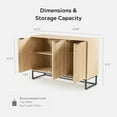 thumbnail image 3 of EYYTHUNG Fluted Storage Cabinet with 3 Doors, Modern Farmhouse Light Oak Wooden Credenza with Adjustable Shelves, 1 Pack, 3 of 8