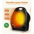 thumbnail image 3 of Portable Personal Desktop Space Heater for Home, 1500W/750W Fan-Forced Electric Heater, Black, New, 3 of 7