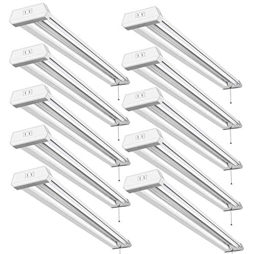 Lot de 10 Lumières Led de 4 Pieds, Lumière Utilitaire LED, Luminaire Intégré de 48 Pouces pour Garage, 42W (Équivalent 270W), 5000K, Surface + Support de Suspension, Certifié ETL & Energy Star