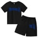 thumbnail image 3 of Ropa para niños con estampado de marca gótica, conjunto de camiseta y pantalones cortos de verano para adolescentes, 2 piezas, manga corta, moda informal para niños y niñas, 3 of 5