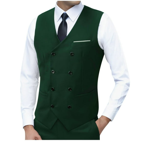HomeGardon Waistcoat for Men Suit Vest Men's Fashion Temperament Sleeveless Lapel Solid Color Pocket Suit,S-XXXL