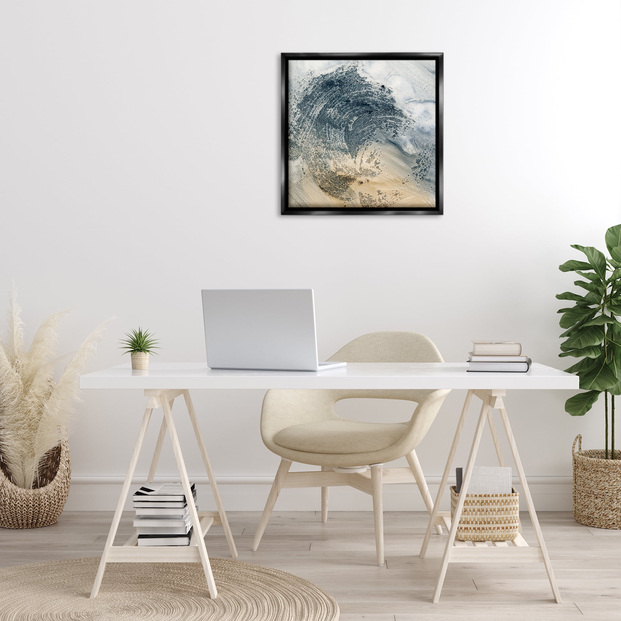 Stupell Industries Brushed Abstract Paint Abstract Painting Black Floater Framed Canvas Art Print Wall Art, 25 x 25