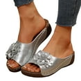 thumbnail image 4 of Mostsola Sandals for Women 2025 Boho Flower Wedge Sandals Open Toe Slides Summer Beach Shoes, 4 of 8
