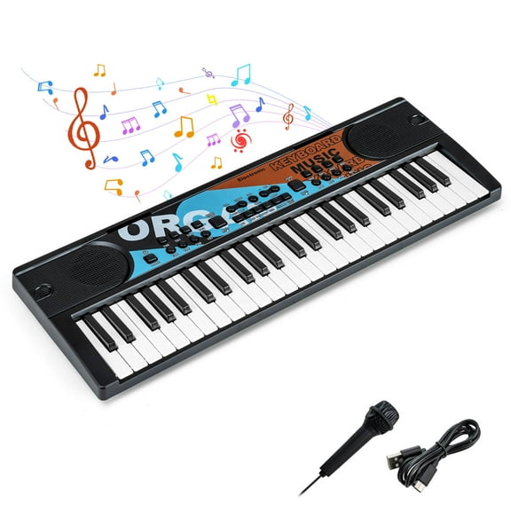 Costway 49 Keys Portable Electric Keyboard Piano with 8 Rhythms, 8 Tones & 10 Demos, Black