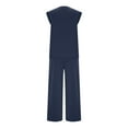 thumbnail image 4 of Fmbrln Womens Summer 2 Piece Sets Casual Solid Color Crew Neck Sleeveless Tank Tops and Straight Leg Pants Sets Lounge Sets Navy XL, 4 of 5
