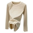 thumbnail image 3 of Women's Round Neck Striped Long Sleeve T Shirt – Slim Fit Base Layer for Fall and Winter, 3 of 5