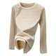 thumbnail image 3 of MHFRRA Camiseta de Manga Larga a Rayas con Cuello Redondo para Mujer: Capa Base Ajustada para Otoño e Invierno Beige, 3 of 4