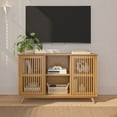 thumbnail image 2 of Plank+Beam Mid Century Modern Solid Wood Sideboard with 2 Doors, 49" TV Stand for Living Room, Pecan, 2 of 13