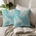 thumbnail image 6 of Vintage Flowers Pillow Covers 20x20 Inch Set of 2 Aqua Turquoise Floral Leaves Decorative Square Throw Pillows For Couch Rustic Square Pillow Cases Home Decor For Living Room Sofa Porch Outdoor, 6 of 6