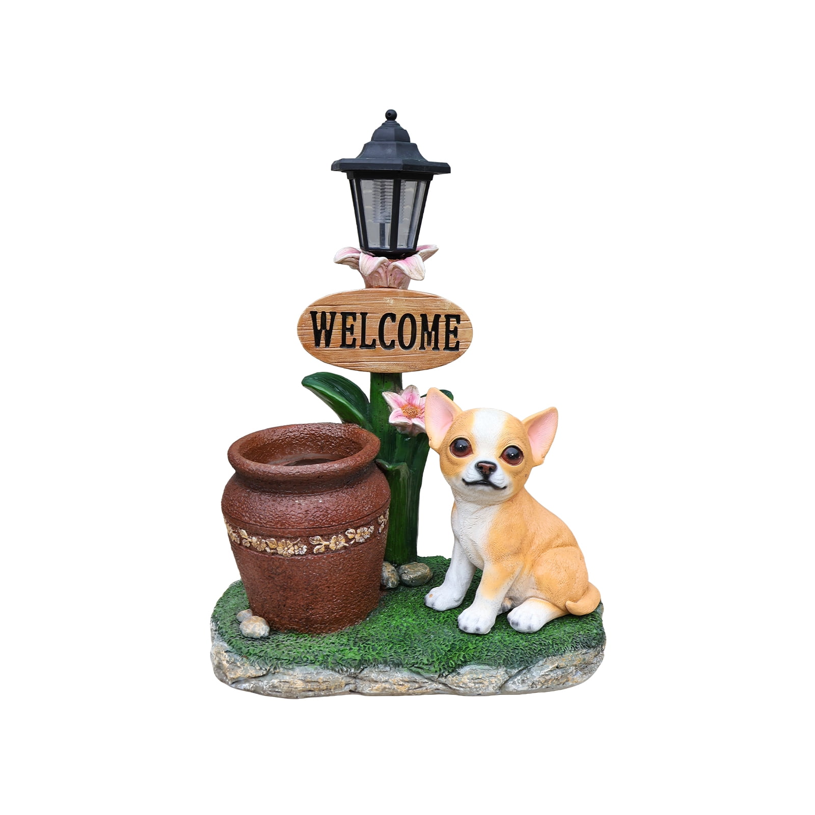 Sitting Corgi Dog Planter Outdoor Decor, Garden Statue with Built-In Planter, Weather-Resistant Resin for Yard, Patio, Lawn, Brown