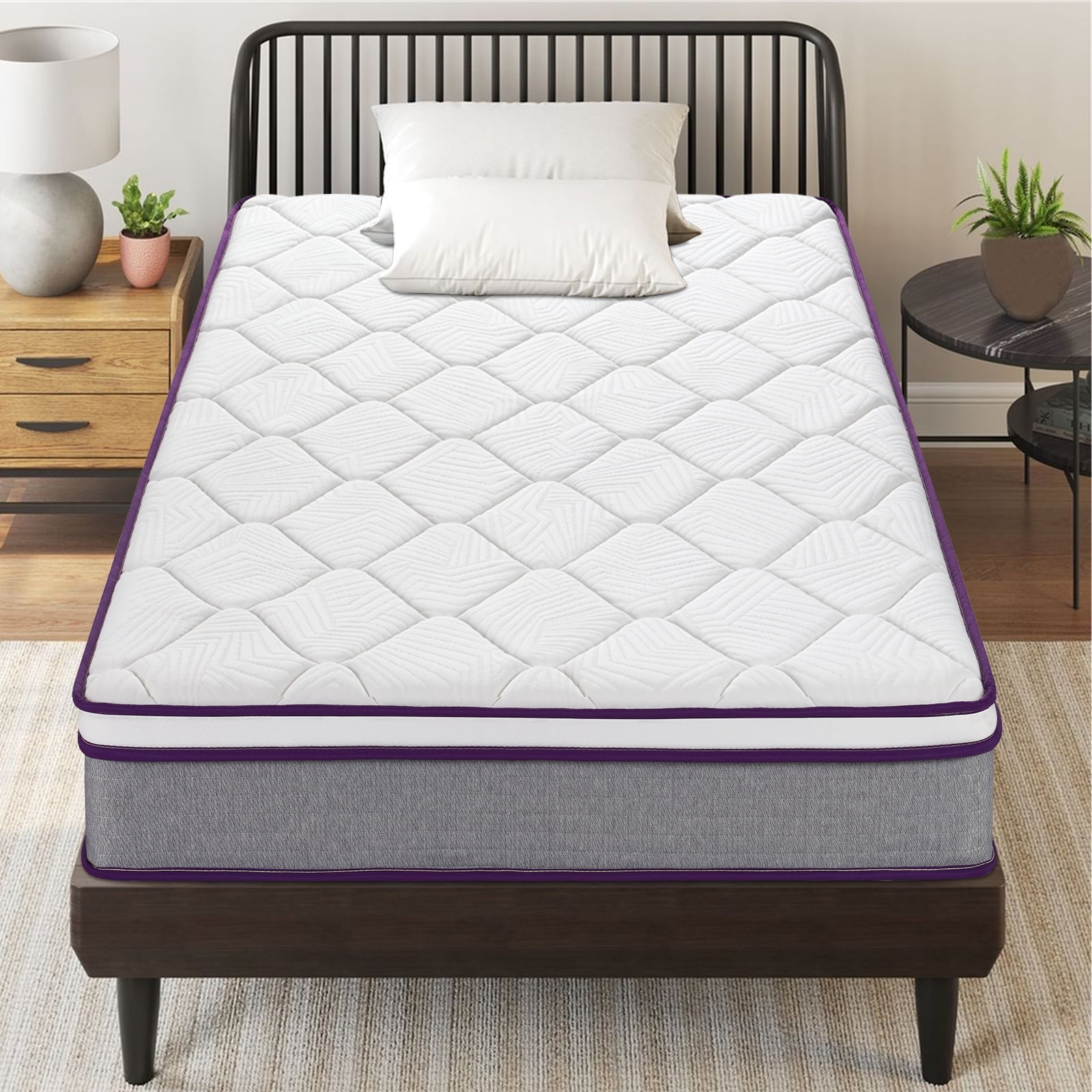 BMMB 12 Inch Queen Size Premium Memory Foam High Quality Pocket Coils Mattress Medium Firm High Breathable Zero Pressure Cooling Night Sleep