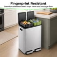 thumbnail image 5 of Alvantor 60L Trash Can, Dual Compartment 2x8 Gallon Stainless Steel Garbage Bin with Fingerprint Proof Finish, Soft Close Lid, and Hands-Free Pedal for Kitchen and Office, 5 of 7