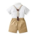 thumbnail image 4 of ameIAEA Baby Boy Clothes Suits Short Sleeve Dress Shirt with Bowtie Suspender Shorts Sets Wedding Outfit, 4 of 7
