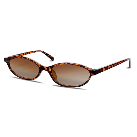 HUJHKIO Women's Retro Oval Cat Eye Sunglasses 90s Y2K Narrow Tiny Shades for Women Trendy UV Protection Small Frame Sun Glasses for Heart Face Beach Travel
