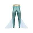 thumbnail image 6 of Eandarui Men's Mermaid Pants King of The Seas Costume Metallic Shiny Ruffled Tulle Trims Leggings Mint Green 4XL, 6 of 7