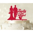 thumbnail image 1 of Finally Got Engaged Wedding Cake Topper Pink Cake Topper Color Option Available 6-7 Inches Wide, 1 of 1