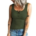 thumbnail image 4 of LEAVINGSUO Tank Tops for Women under $5 Women Casual Tanks Sleeveless Buttons Slimming Solid Pullover Vest Blouse Tops Green M, 4 of 8