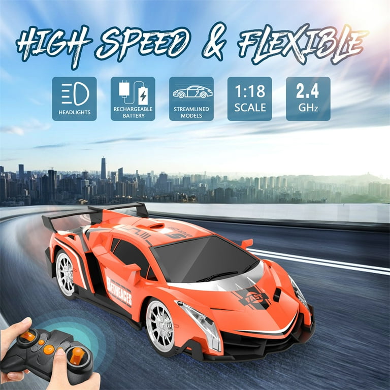 Betheaces RC Orange Lamborghini,Remote Control Car Toy 1:18