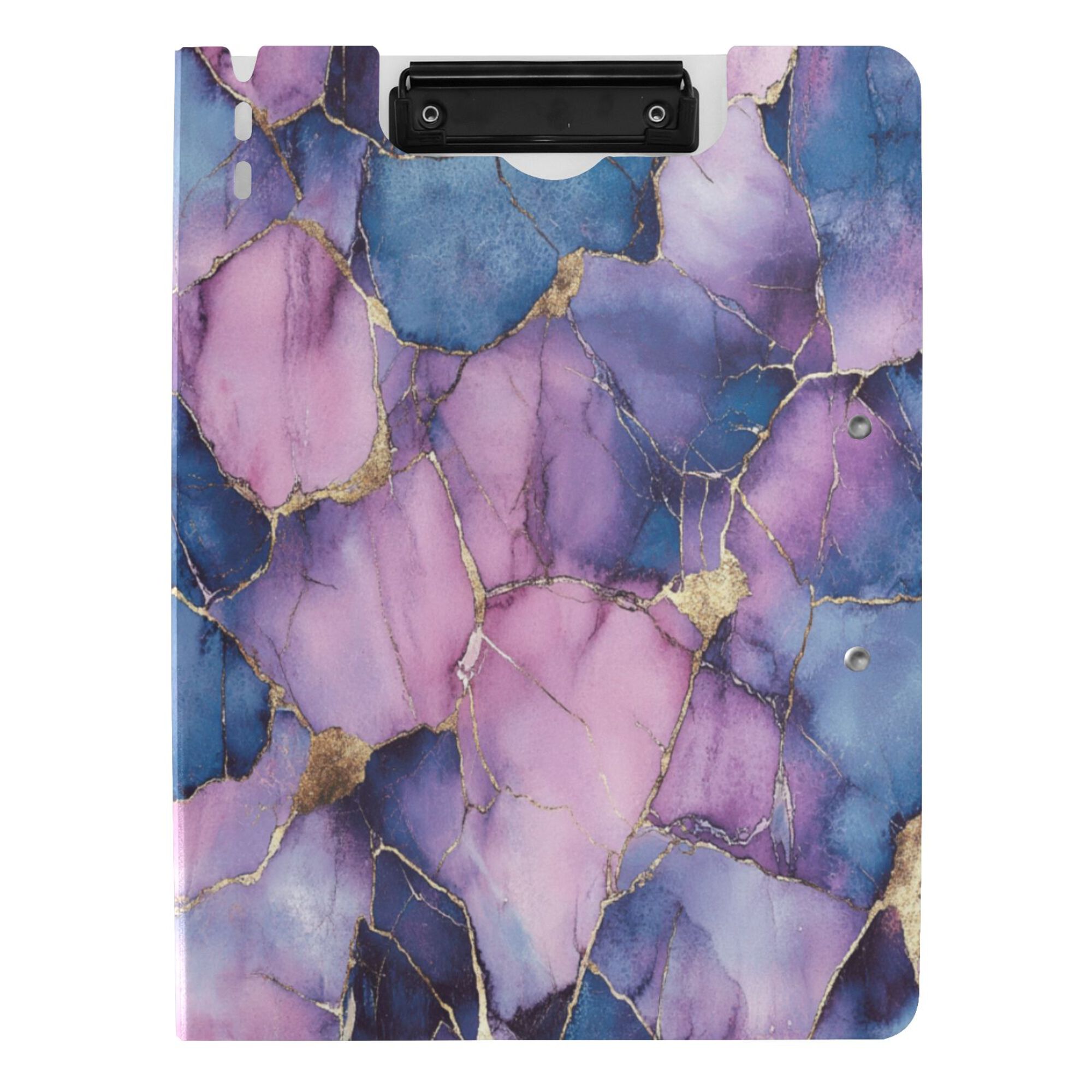 FORMRS A4 Clipboard Folder with Pen Holder Horizontal Foldable School Office Binder, Watercolor Pink Marble Pattern