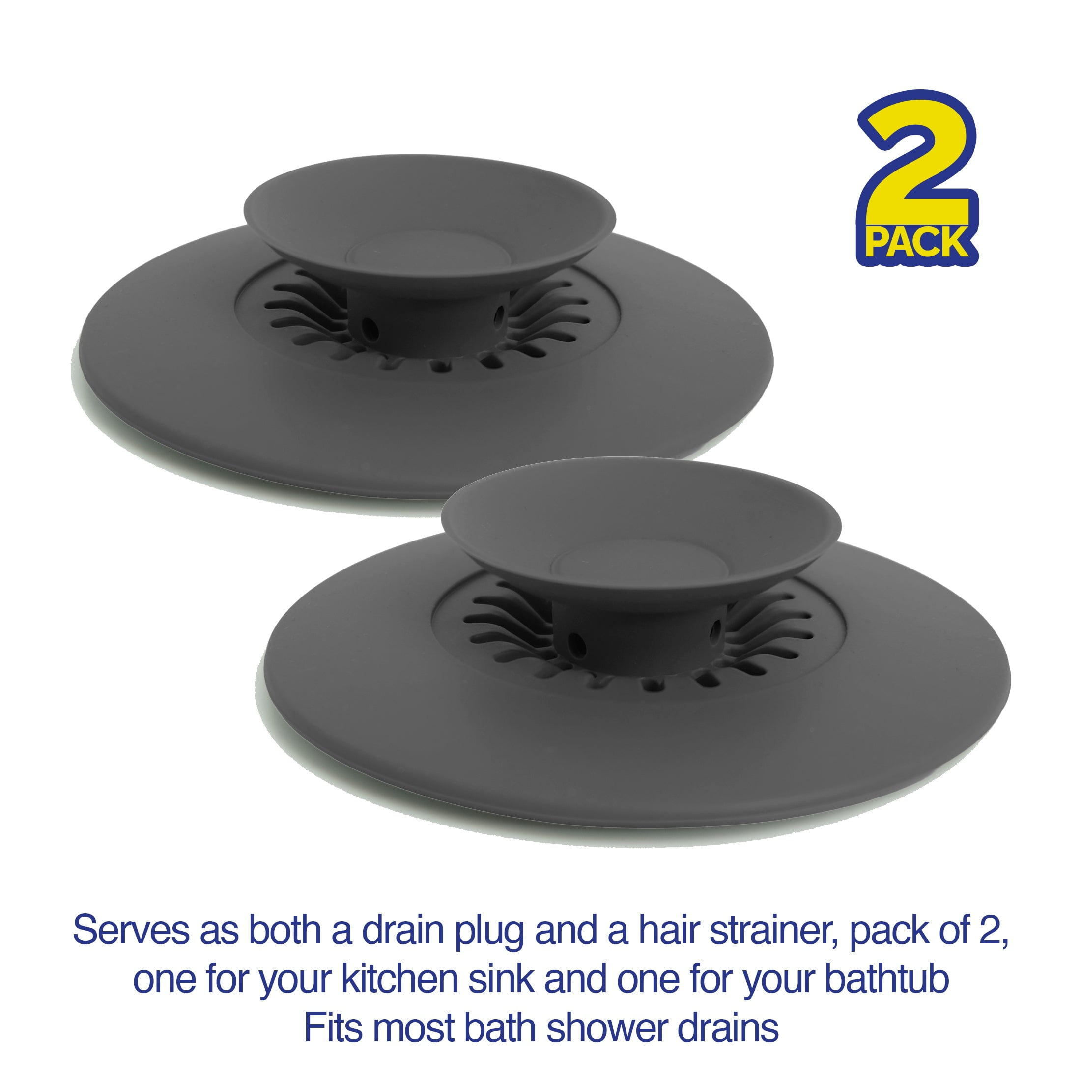 Drain Buddy 2 Pack Silicone Bathroom Drain Stopper and Hair Catcher