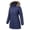 Navy-Brown, variant on Women's Winter Coats Long Warm Thicken Puffer Jackets Outwear With Removable Faux Fur Hood, Black XL
