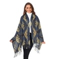 thumbnail image 3 of FORMRS Womens Scarf Winter Soft Long Big Warm Shawls Wrap Tassel Scarves, Gold Art Pattern, 3 of 9