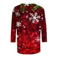 thumbnail image 5 of Women 3/4 Sleeve Shirts Christmas Pullovers Christmas Tree Printed Tees Santa Claus Graphic Sweatshirt Loose Casual Outfits Garland Clothes Shining Stars Garments Tops, 5 of 5
