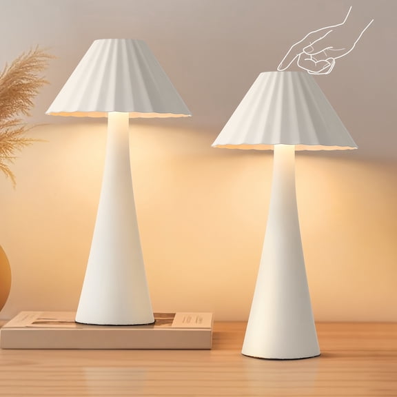 Touch Control Table Lamp with USB Charging, 10.5 White Metal Lamp Set of 2, Dimmable LED Nightstand Lamp for Bedroom Office Study Living Room Outdoor, Small Desk Lamp for Bedroom