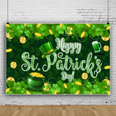 Image of SUNOLIFE 6x4ft St.Patrick s Day Backdrops Spring Irish Green Lucky Shamrock Photography Background Happy Saint Patrick s Day Party Decorations