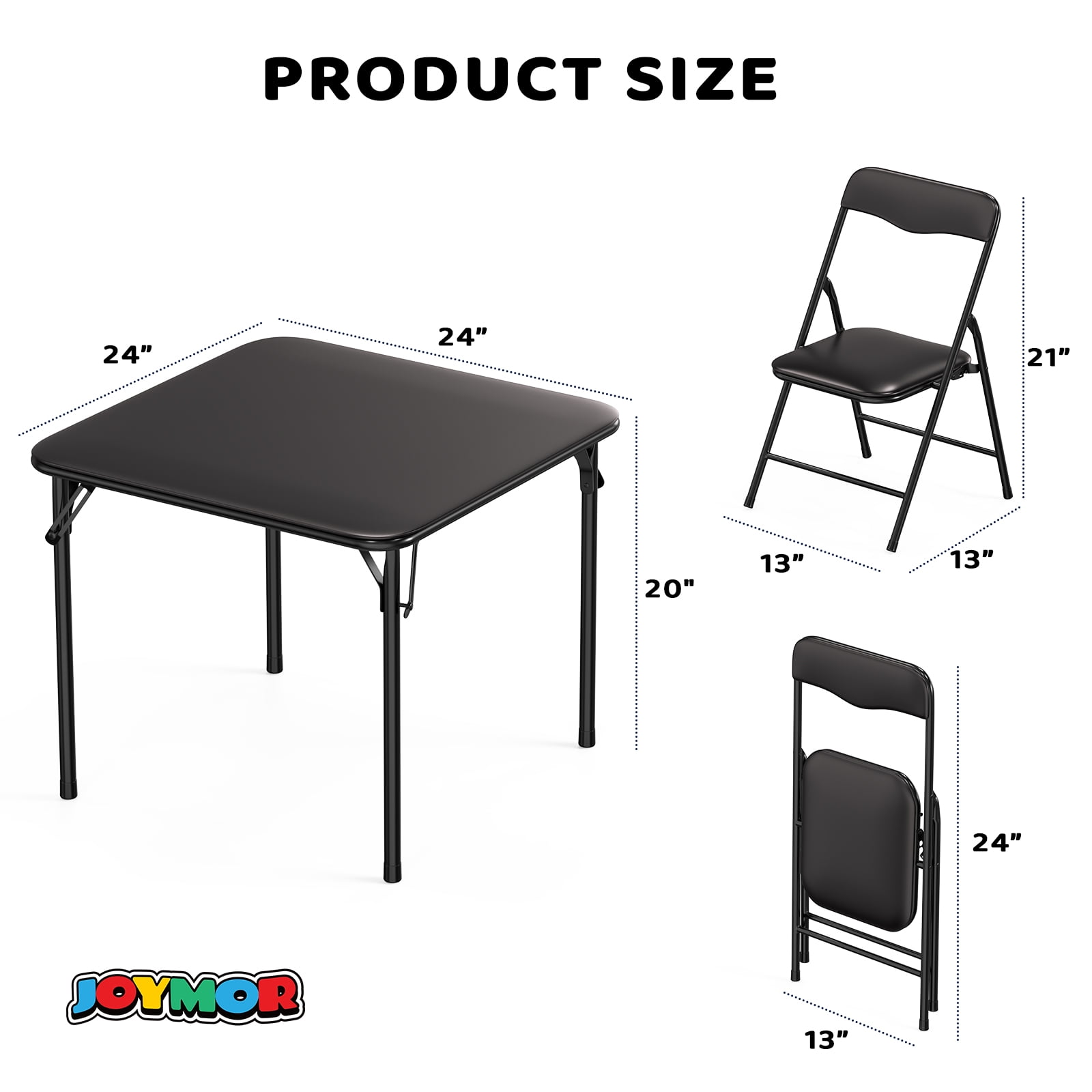 Matladin 3-Piece Kids Folding Table and Chairs Set, Metal Frame Children's Activity Set with Easy-Fold Design, Kids Table with 4 Chairs