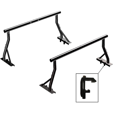 TMS 800 LB Extendable Non-Drilling Pickup Rack Bar Ladder Rack 2 Bars with Mounting Clamps