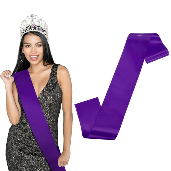 Uxcell 1-Pack Blank Satin Sash, 3.8"/95mm Party Accessory Sashes for Wedding/Birthday/Party Decorations/DIY /Graduation [Purple]