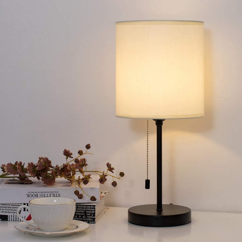 Oumilen 5.5" Black Table Lamp with Shade Beige