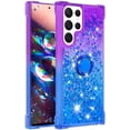 thumbnail image 3 of Glitter Case for Samsung Galaxy S23 Ultra (Not S23, Bling Sparkle Colorful Gradient Quicksand Waterfall Soft TPU Liquid Case Cover with Ring Stand for Samsung S23 Ultra LSJB-Purple Blue, 3 of 7
