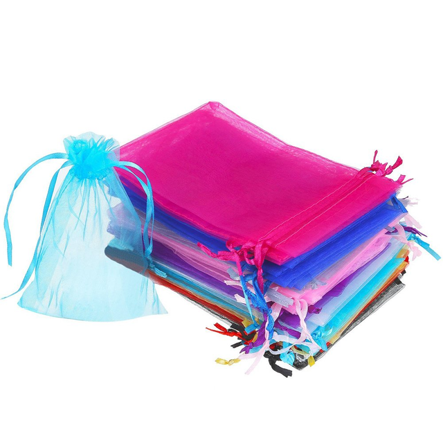 100 Pcs Organza Gift Bags 3x4" with Drawstring for Jewelry Favors-multi-