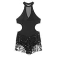 thumbnail image 6 of Miaeowve Women Tassel Latin Dance Dress Sequins Fringed Leotard Cha-Cha Samba Ballroom Costume Black S, 6 of 7