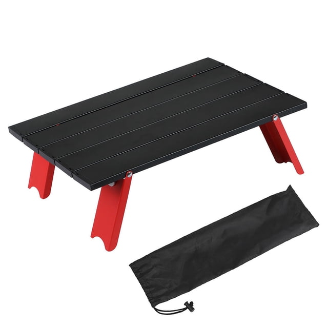 Table Pliante Extérieure, Petite Table Pliante Portable en Alliage d'Aluminium pour Camping Pique-Nique Argent, Noir Rouge