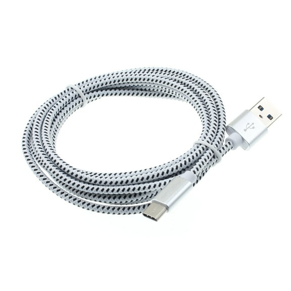 Compatible With Samsung Galaxy S10e S10  S10 - White Braided 6ft Long Type-C Cable Rapid Charger Sync USB Wire USB-C Power Data Cord D7G