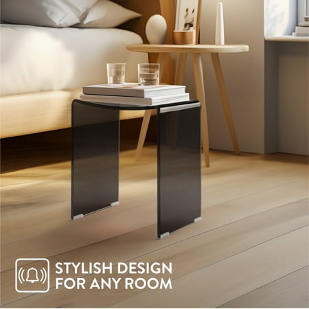 Navaris Black Acrylic Shower Bench - Waterproof Stool for Bathroom or Vanity 17.1 x 14.6 x 11 - Modern Glam Transparent Seat - Holds up to 220 lbs