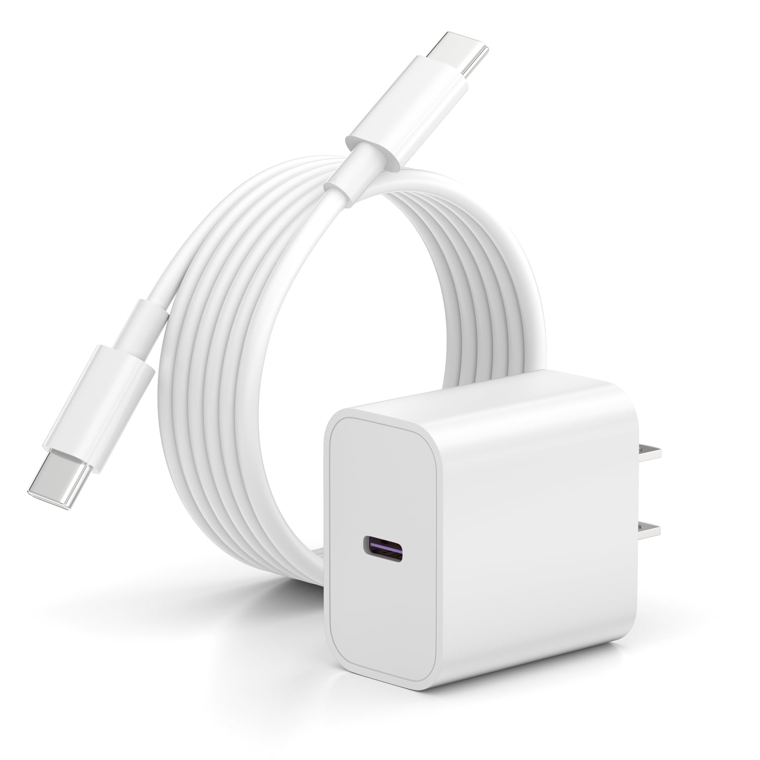 looyotul 20W USB C PD Fast Charger 1 Pack, Compact Type C Wall Charger Block,with 6ft USB C to C Cable for iPhone 15/16/17 Series, Samsung Galaxy, Google Pixel, iPad,Android (White)