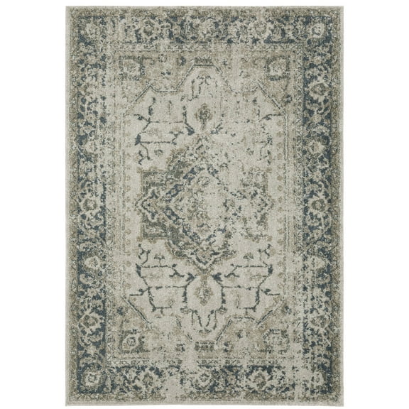 Oriental Weavers Alton Area Rug - 002W9 - 6'7" x 9'6" - in Gray/ Blue - Vintage Inspired, Stain Resistant, Family and Pet Friendly , Dining, Living Room Rug