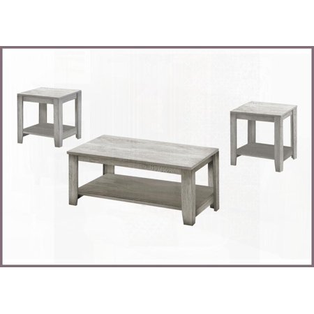 3-Piece Industrial Grey Wood-Look Coffee Table Set for Living Room Versatile Style & Extra Storage