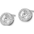thumbnail image 3 of Sterling Silver Cheryl M Rhod-Pl Polished Cz Halo Post Earrings (9.23 X 9.09) Made In China qcm1454, 3 of 6