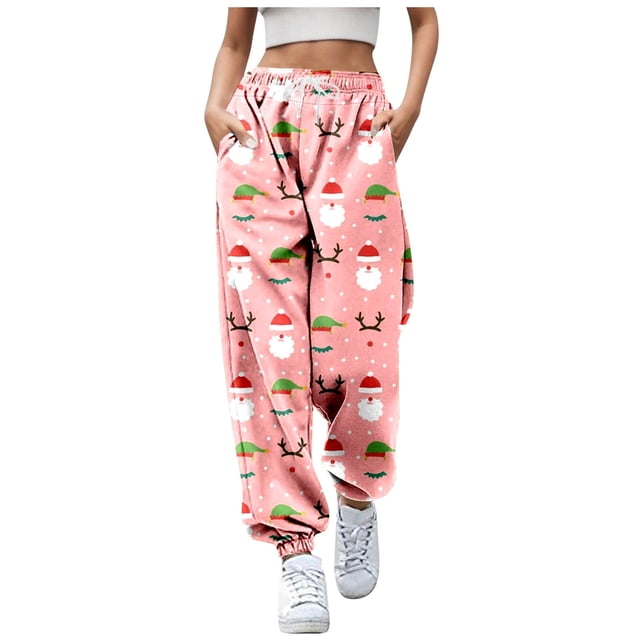 WEAIXIMIUNG Black Pants Womens Plus Size Lady's Cartoon Printed Casual Pants
