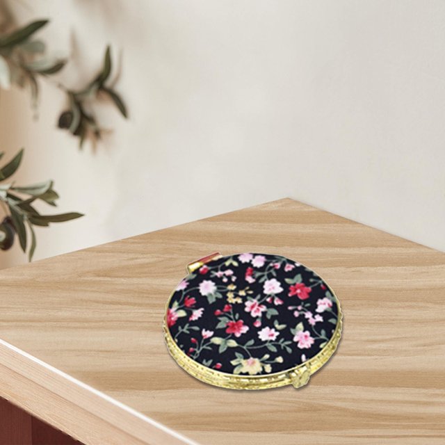 Bradem Miroir 2.75 Pieds' Portable Satin Maquillage Poche - Design Floral Rétro Vintage, Rond Pliant Compact pour Femmes & Femmes, Accessoire Beauté