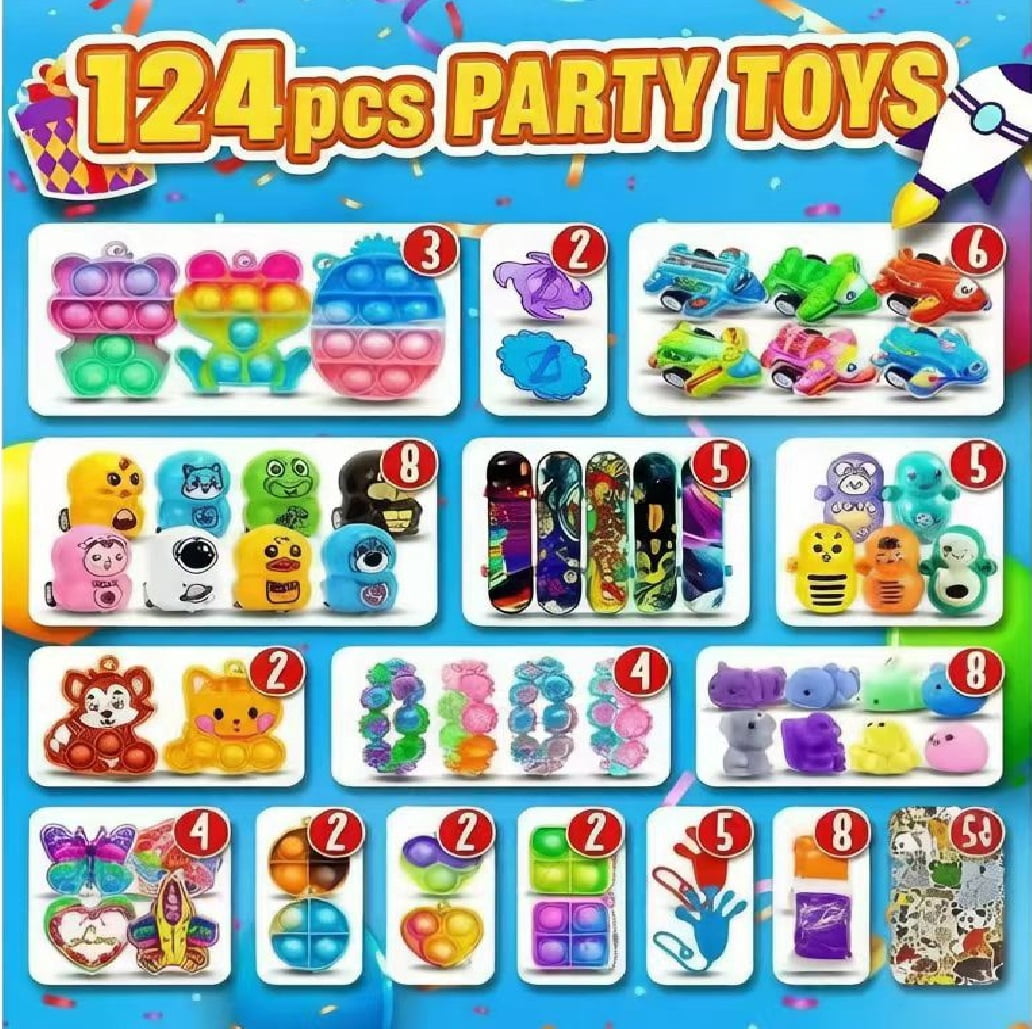 Zhohuaboy Kids Party Favors Fidget Toys Goodie Bag Stuffers Classroom Prizes 124 Pieces for Ages 3-12